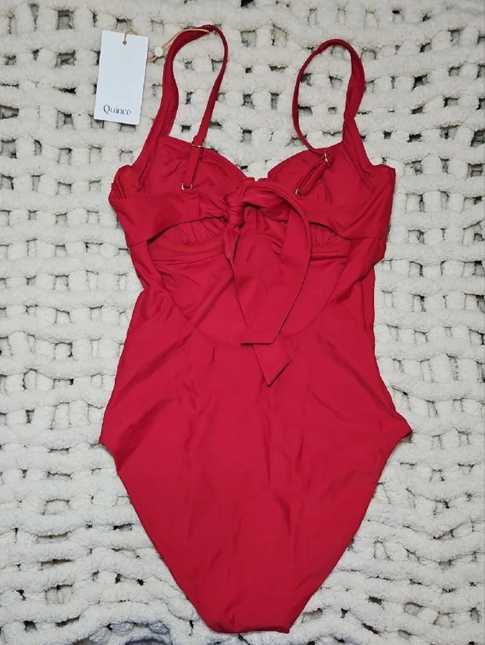 Quince Cherry Red One-Piece Swimsuit Small New Women's